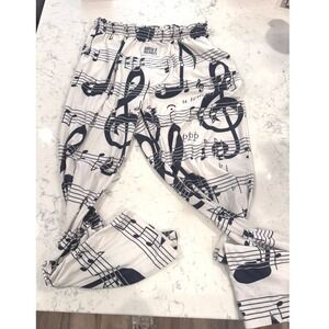 Brief Insanity Music Note Lounge Pajama Pants Unisex Small White Black. EUC!